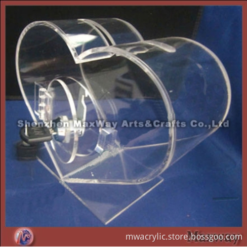Clear Heart-shaped Acrylic/Plexiglass Donation Box/Case with Lock